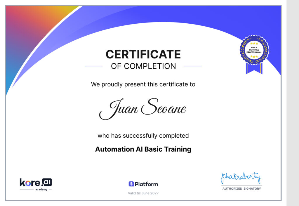 Automation AI Basic Training - Kore.ai